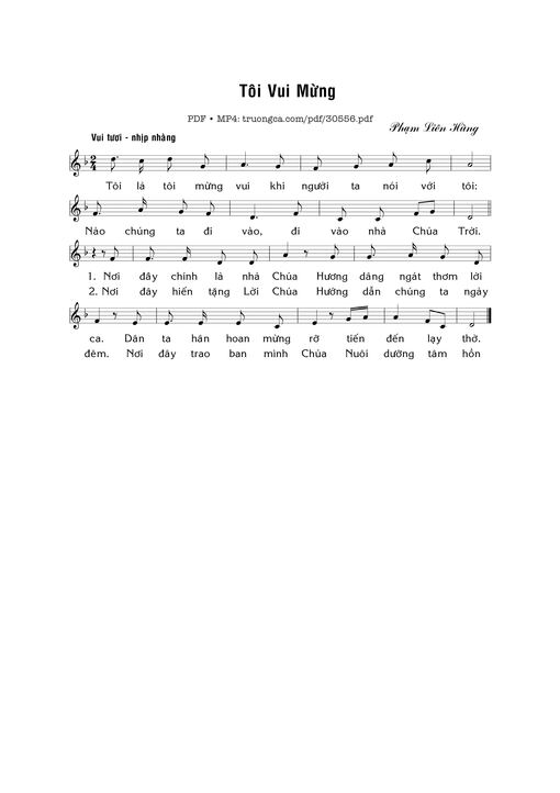 Sheet nhạc PDF bài Tôi vui mừng