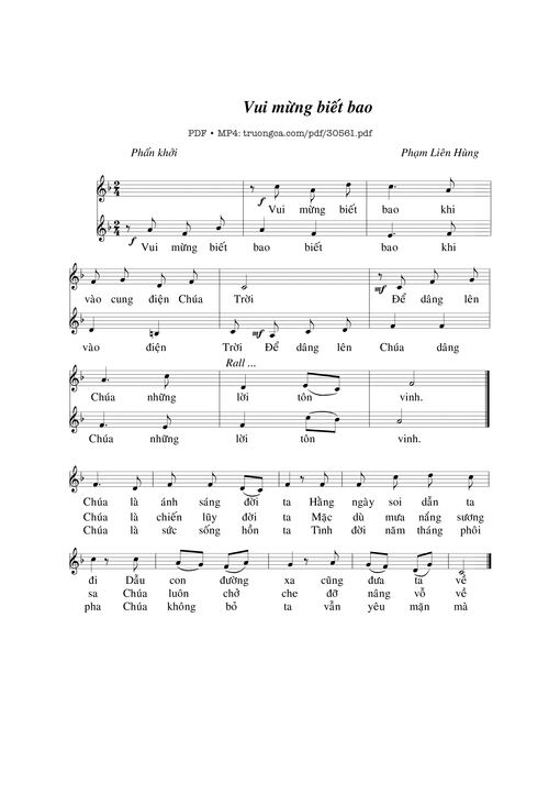 Sheet nhạc PDF bài Vui mừng biết bao