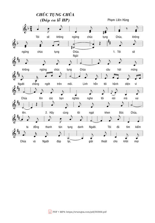 Sheet nhạc PDF bài Chúc tụng Chúa/Lễ hôn phối