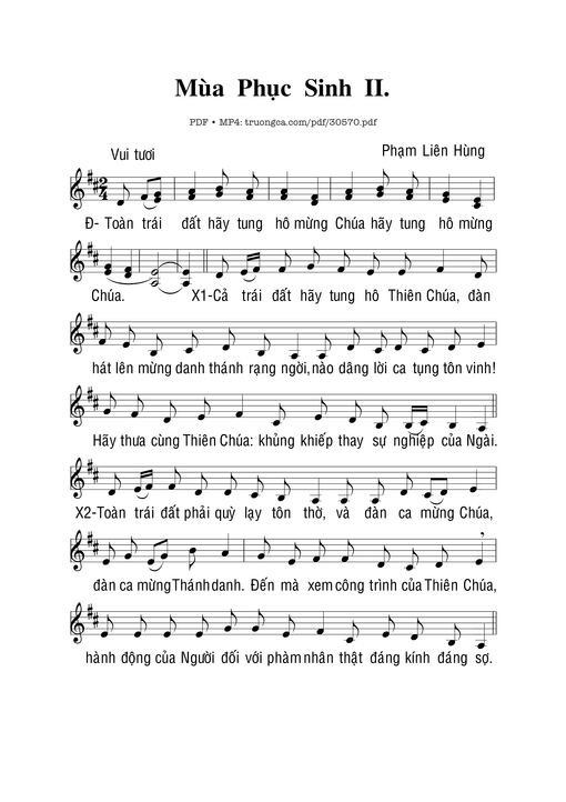 Sheet nhạc PDF bài Mùa Phục Sinh (2)