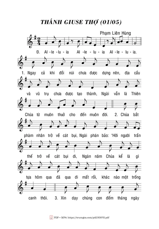 Sheet nhạc PDF bài Thánh Giuse Thợ