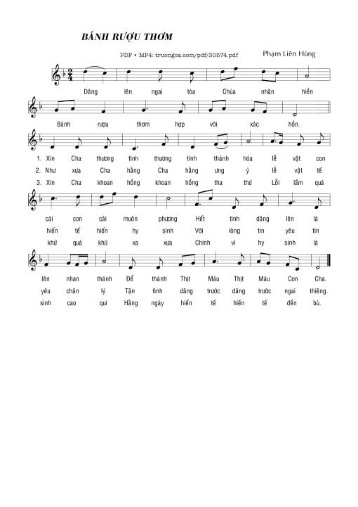 Sheet nhạc PDF bài Bánh rượu thơm