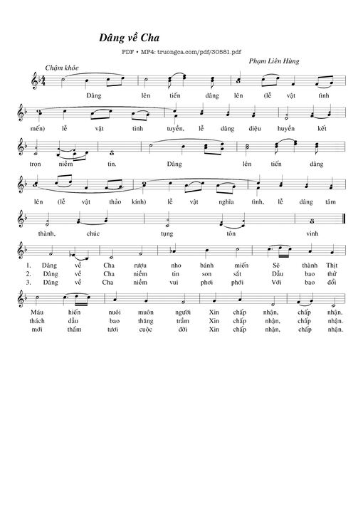 Sheet nhạc PDF bài Dâng về Cha - Phạm Liên Hùng