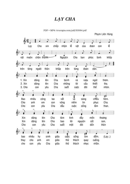 Sheet nhạc PDF bài Lạy Cha - Phạm Liên Hùng