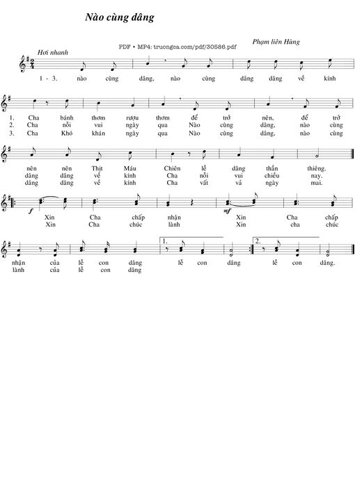 Sheet nhạc PDF bài Nào cùng dâng