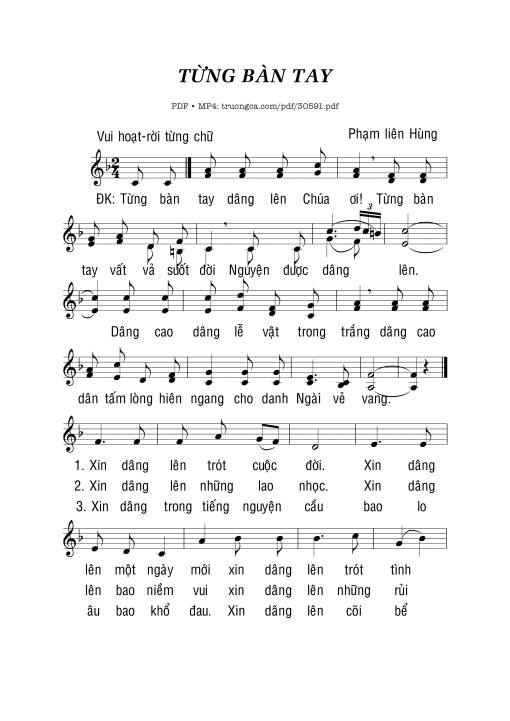 Sheet nhạc PDF bài Từng bàn tay