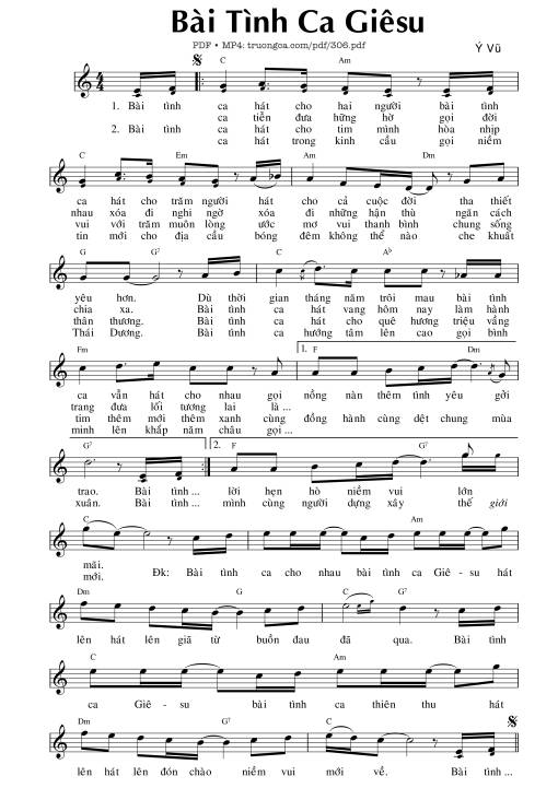 Sheet nhạc PDF bài Bài tình ca Giêsu