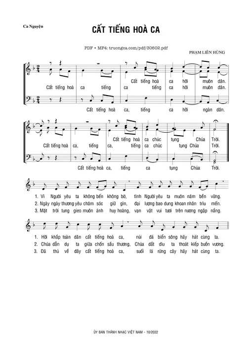 Sheet nhạc PDF bài Cất tiếng hòa ca