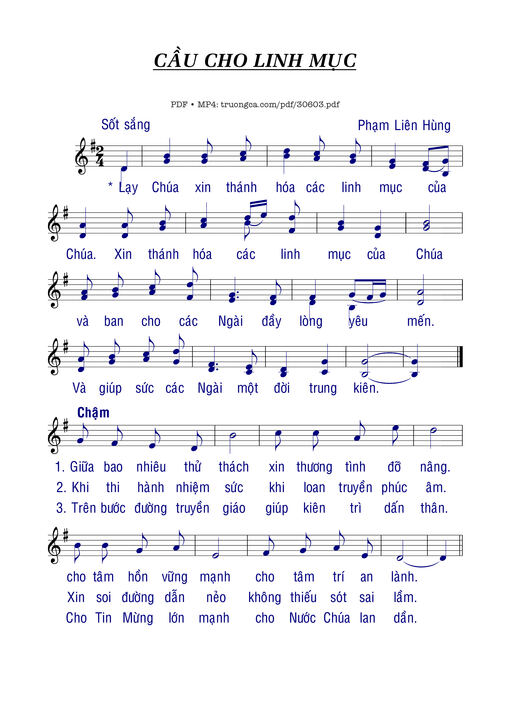 Sheet nhạc PDF bài Cầu cho Linh mục