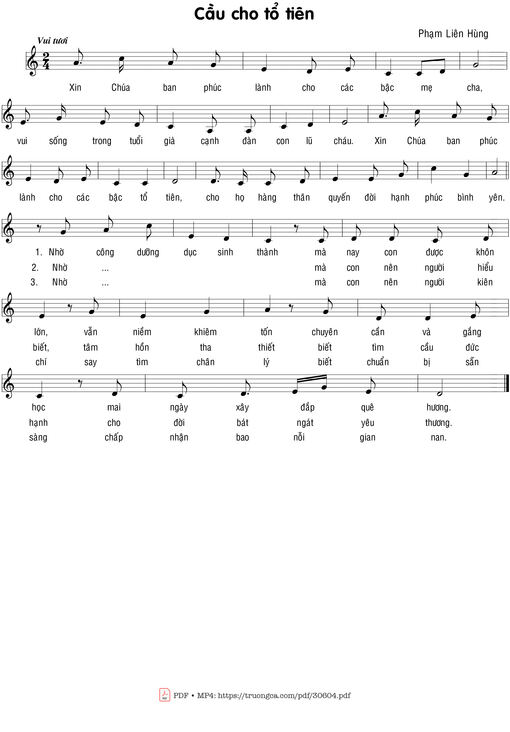 Sheet nhạc PDF bài Cầu cho Tổ tiên