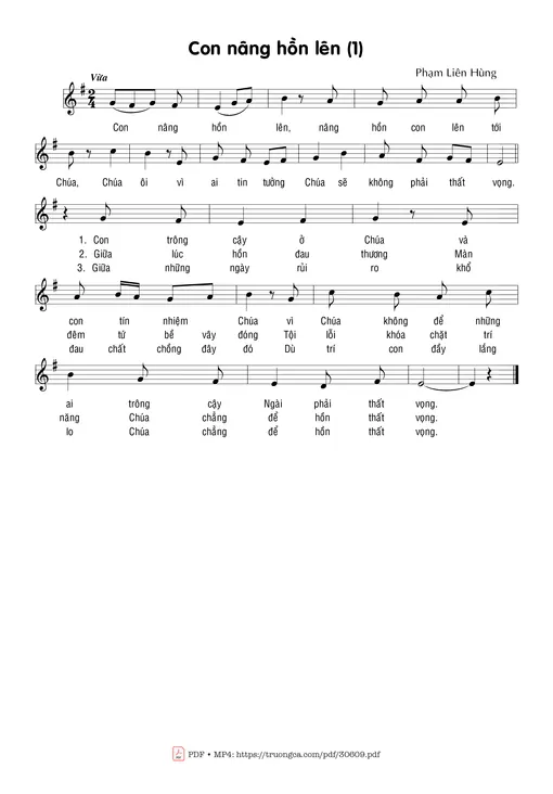 Sheet nhạc PDF bài Con nâng hồn lên (1)