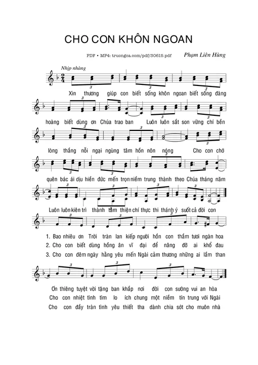 Sheet nhạc PDF bài Cho con khôn ngoan