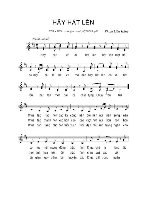 Sheet nhạc PDF bài Hãy Hát Lên - Phạm Liên Hùng