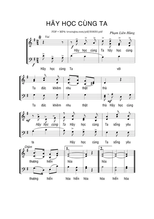 Sheet nhạc PDF bài Hãy học cùng Ta