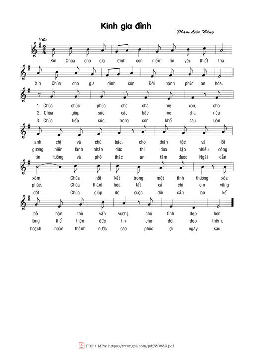 Sheet nhạc PDF bài Kinh gia đình
