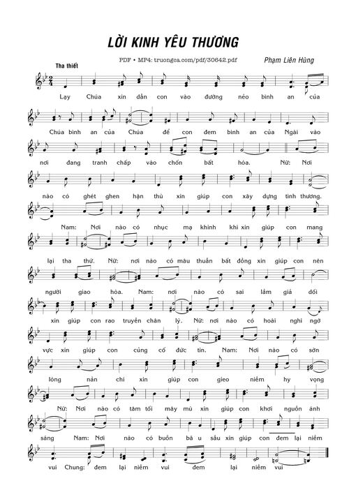 Sheet nhạc PDF bài Lời Kinh Yêu Thương (1)