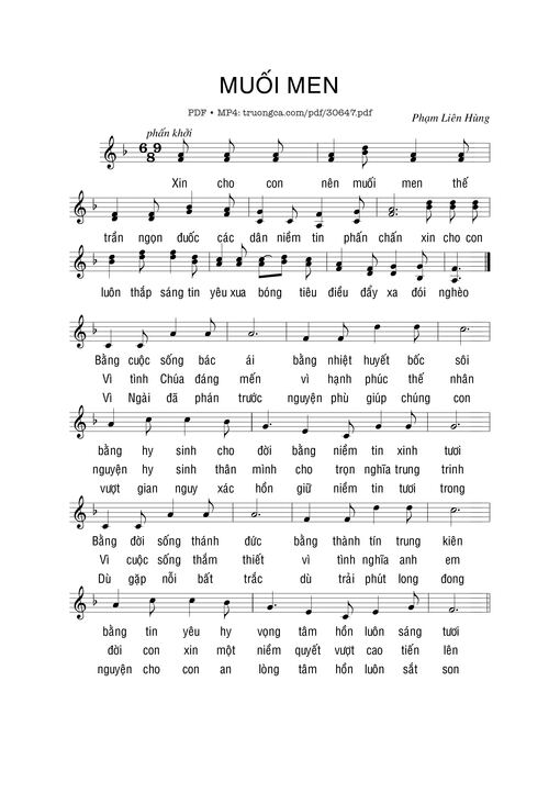 Sheet nhạc PDF bài Muối Men - Phạm Liên Hùng