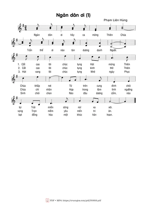 Sheet nhạc PDF bài Ngàn dân ơi (1)