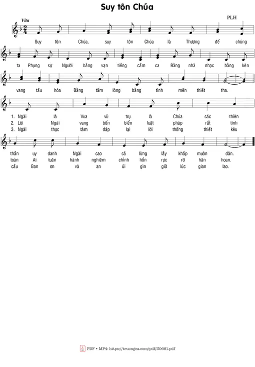 Sheet nhạc PDF bài Suy tôn Chúa - Phạm Liên Hùng