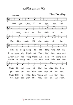 Sheet nhạc PDF bài Tình yêu cao vời