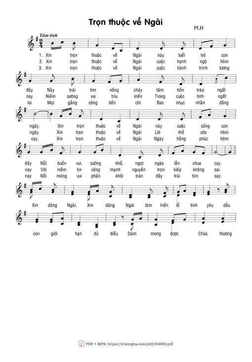 Sheet nhạc PDF bài Trọn thuộc về Ngài