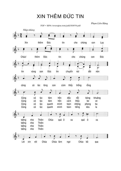 Sheet nhạc PDF bài Xin Thêm Đức Tin