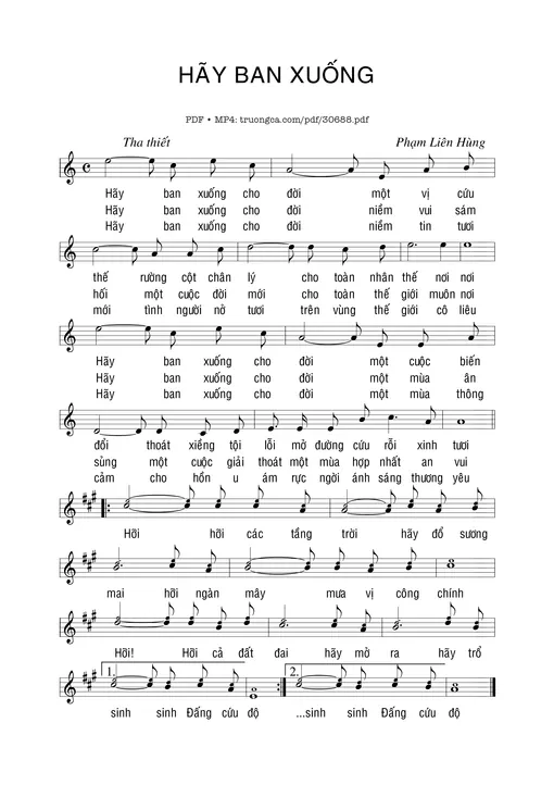 Sheet nhạc PDF bài Hãy ban xuống