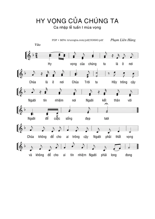 Sheet nhạc PDF bài Hy vọng của chúng ta