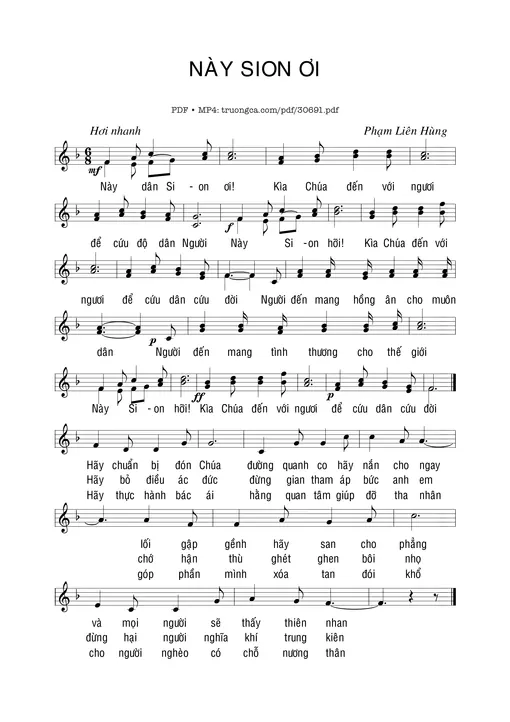 Sheet nhạc PDF bài Này Sion ơi - Phạm Liên Hùng