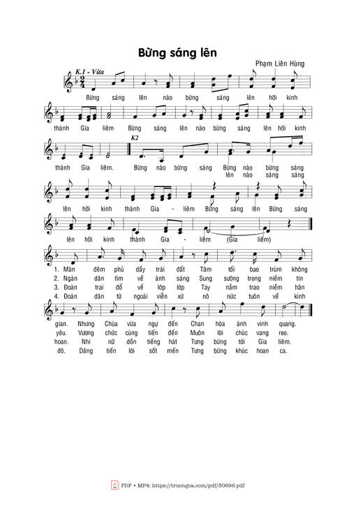 Sheet nhạc PDF bài Bừng Sáng Lên