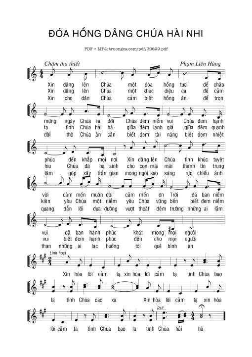 Sheet nhạc PDF bài Đóa hồng dâng Chúa Hài Nhi