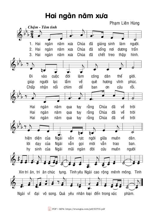 Sheet nhạc PDF bài Hai ngàn năm xưa