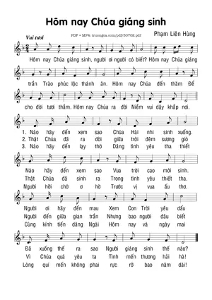 Sheet nhạc PDF bài Hôm Nay Chúa Giáng Sinh