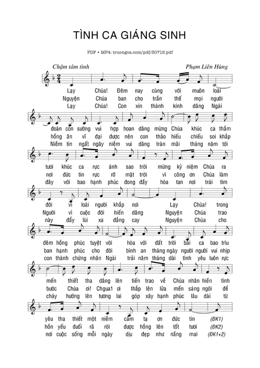 Sheet nhạc PDF bài Tình ca Giáng Sinh