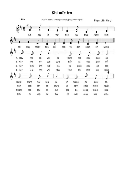 Sheet nhạc PDF bài Khi xức tro - Phạm Liên Hùng