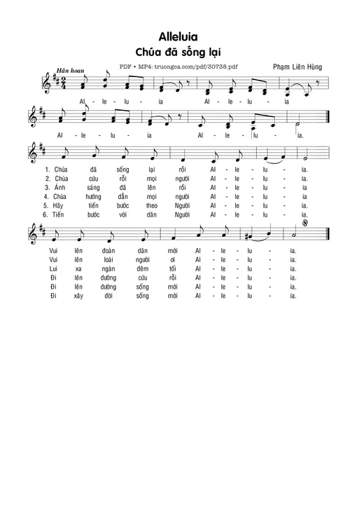 Sheet nhạc PDF bài Alleluia Chúa đã sống lại
