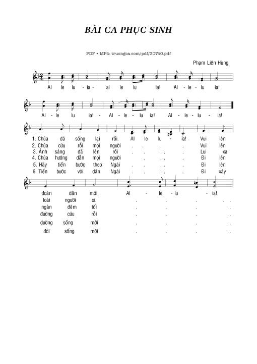 Sheet nhạc PDF bài Bài ca Phục Sinh