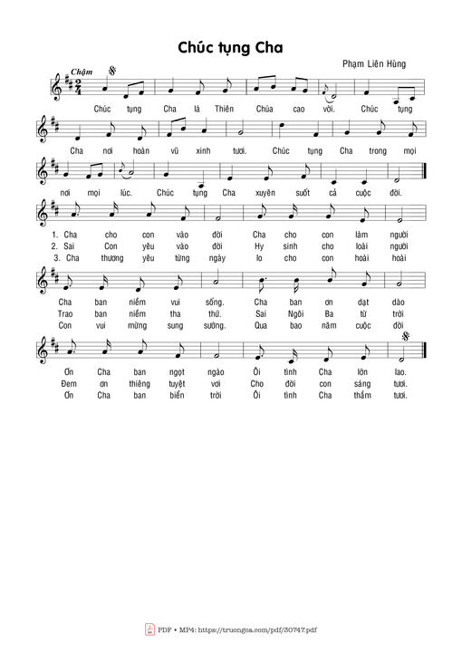 Sheet nhạc PDF bài Chúc Tụng Cha
