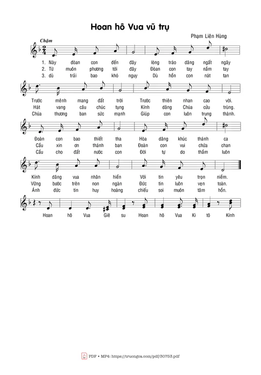 Sheet nhạc PDF bài Hoan hô Vua vũ trụ