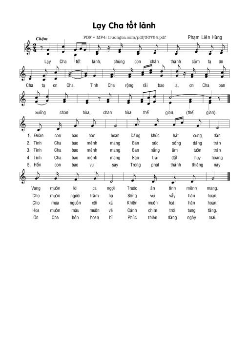 Sheet nhạc PDF bài Lạy Cha tốt lành
