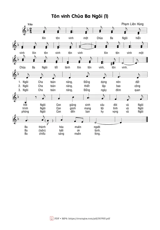 Sheet nhạc PDF bài Tôn vinh Chúa Ba Ngôi (1)