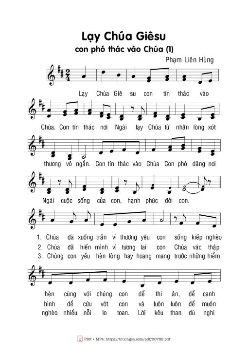 Sheet nhạc PDF bài Lạy Chúa Giêsu con phó thác vào Chúa (1)
