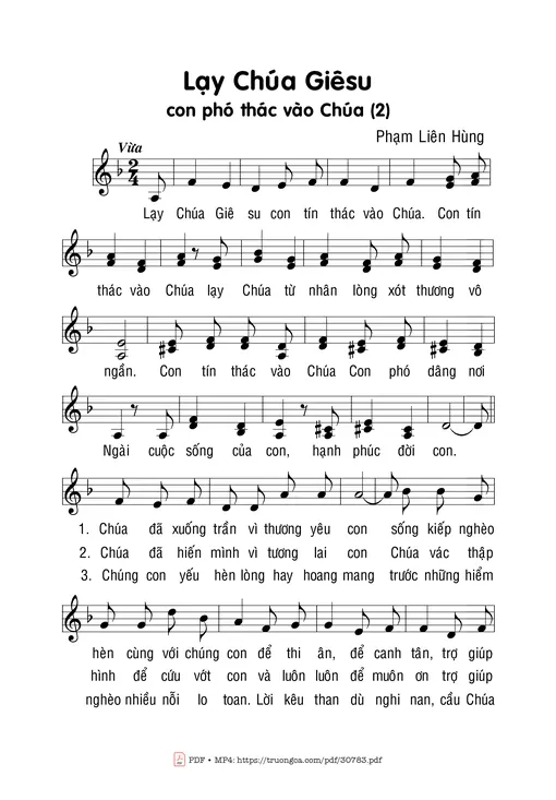 Sheet nhạc PDF bài Lạy Chúa Giêsu con phó thác vào Chúa (2)
