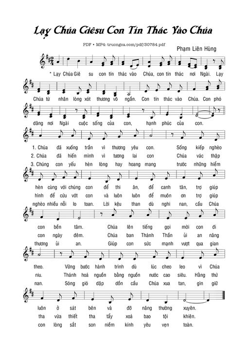 Sheet nhạc PDF bài Lạy Chúa Giêsu con tín thác vào Chúa (1)