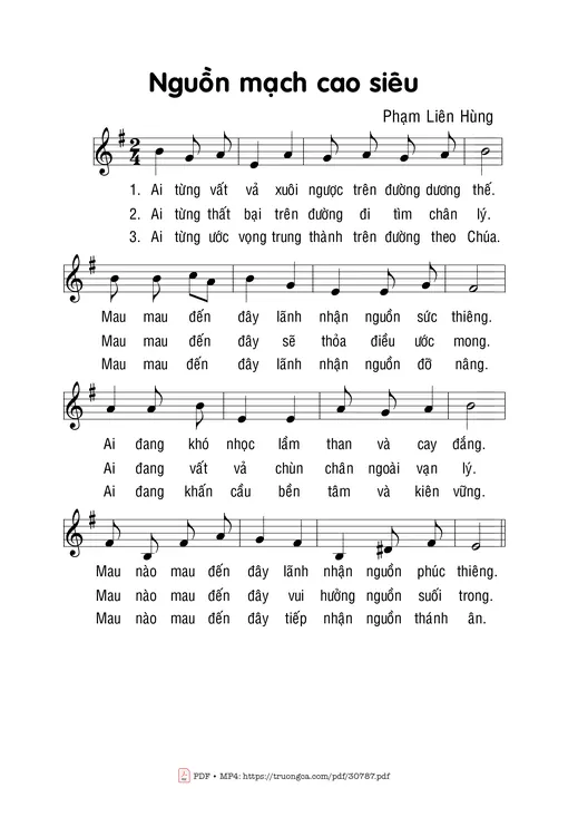 Sheet nhạc PDF bài Nguồn mạch cao siêu