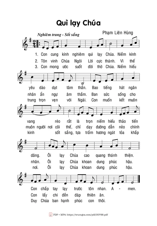 Sheet nhạc PDF bài Quỳ Lạy Chúa