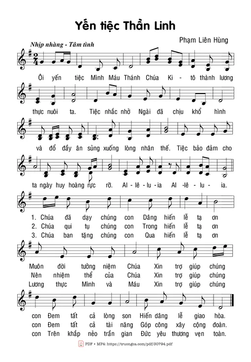 Sheet nhạc PDF bài Yến tiệc Thần Linh