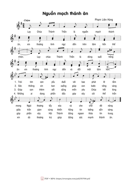Sheet nhạc PDF bài Nguồn mạch thánh ân