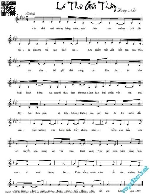 Sheet nhạc PDF bài Lá thư gửi thầy
