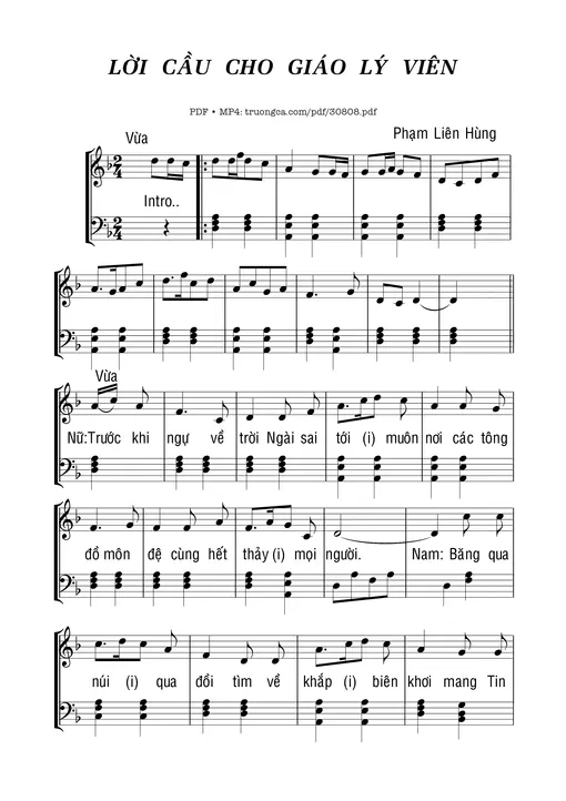 Sheet nhạc PDF bài Lời cầu cho Giáo lý viên